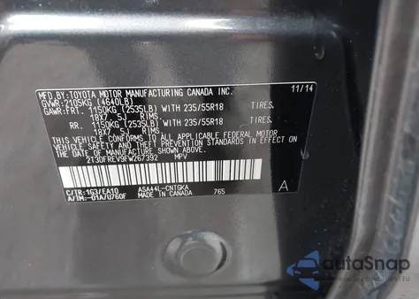 2015 Toyota Rav4 Limited из США, поврежденный, VIN 2T3DFREV9FW267392